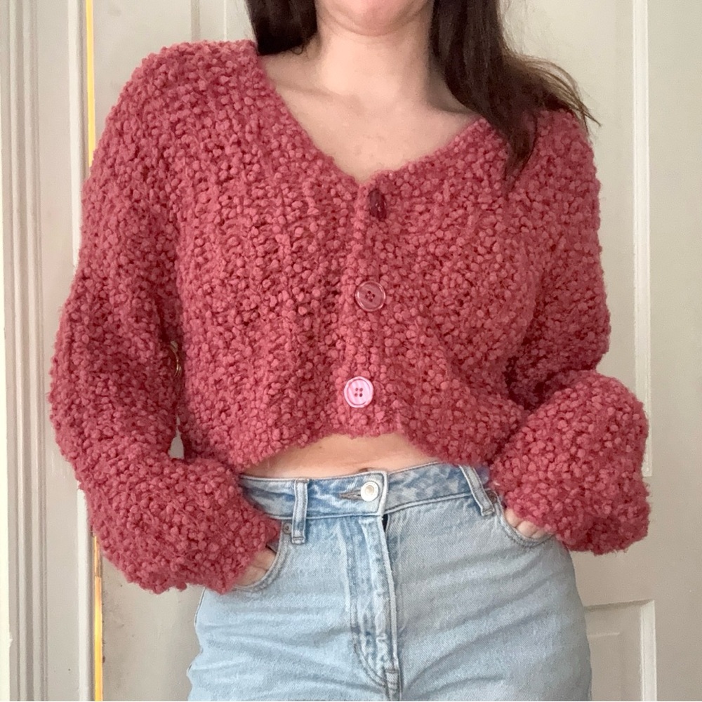 Forever 21 Popcorn Pink Knit Cardigan